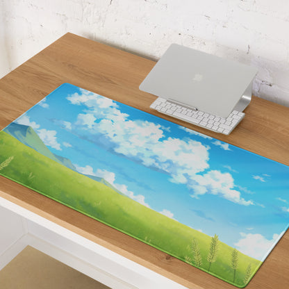 Skyscape Large Gaming Mouse Pad - Landscape Sky Blue Cloudy Nature Desk Mat For Gaming Calm Desk Decor Digital Art