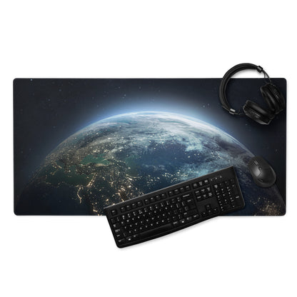 Cosmic Earth Gaming Mouse Pad - Earth Blue Space Gaming Desk Modern Cosmic Mood Minimalist Desk Decor Space Pad Digital