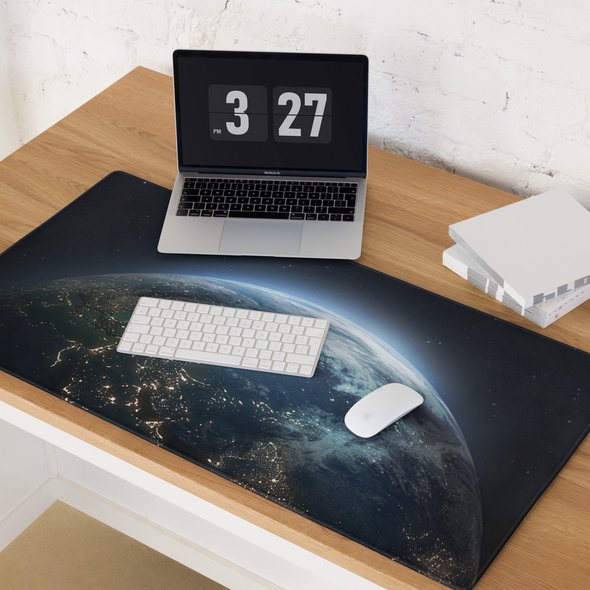 Cosmic Earth Gaming Mouse Pad - Earth Blue Space Gaming Desk Modern Cosmic Mood Minimalist Desk Decor Space Pad Digital