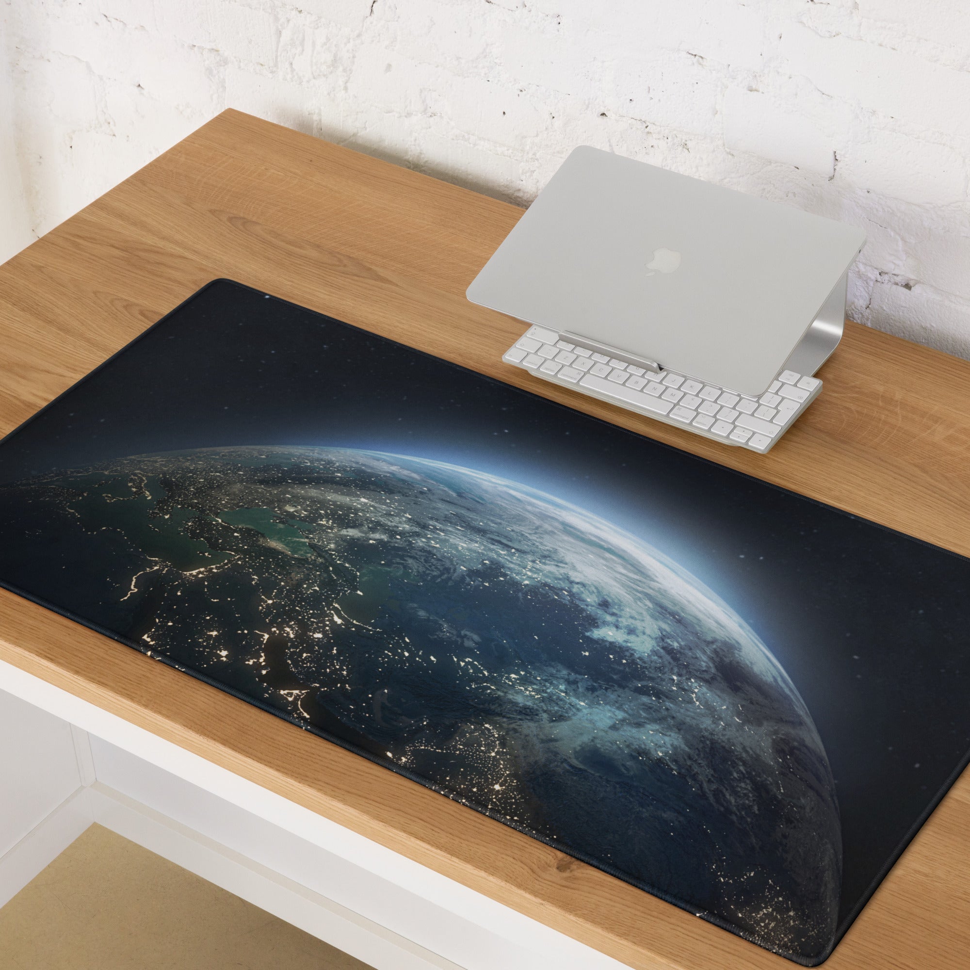 Cosmic Earth Gaming Mouse Pad - Earth Blue Space Gaming Desk Modern Cosmic Mood Minimalist Desk Decor Space Pad Digital