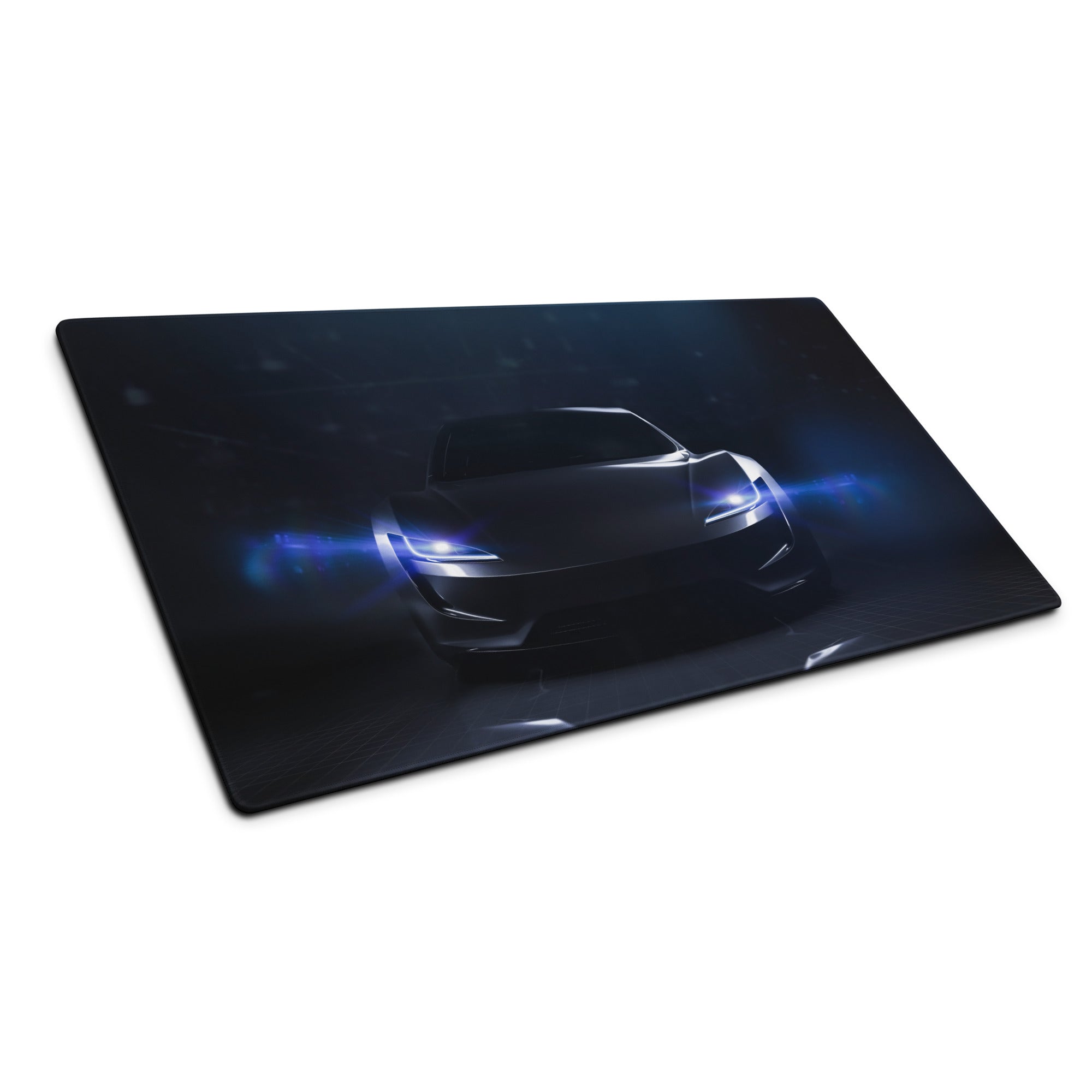 Night Drive Car Gaming Mouse Pad - Racing Car Black Blue Desk Gaming Pad Futuristic Intense Mood Minimalist