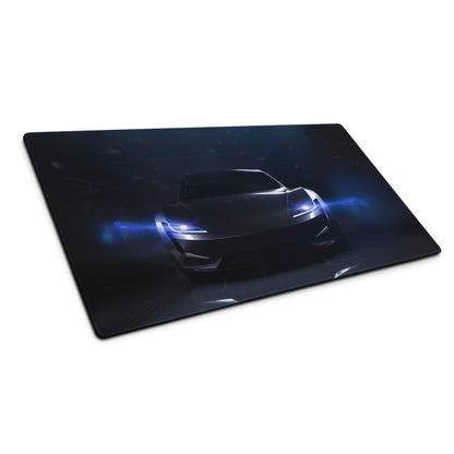 Night Drive Car Gaming Mouse Pad - Racing Car Black Blue Desk Gaming Pad Futuristic Intense Mood Minimalist