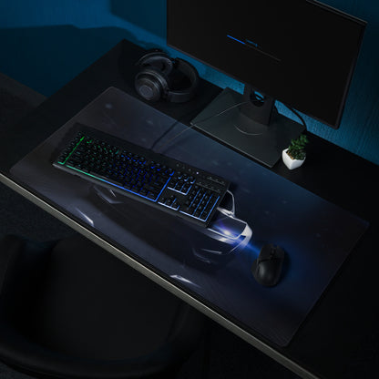 Night Drive Car Gaming Mouse Pad - Racing Car Black Blue Desk Gaming Pad Futuristic Intense Mood Minimalist