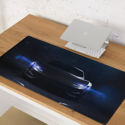 Night Drive Car Gaming Mouse Pad - Racing Car Black Blue Desk Gaming Pad Futuristic Intense Mood Minimalist