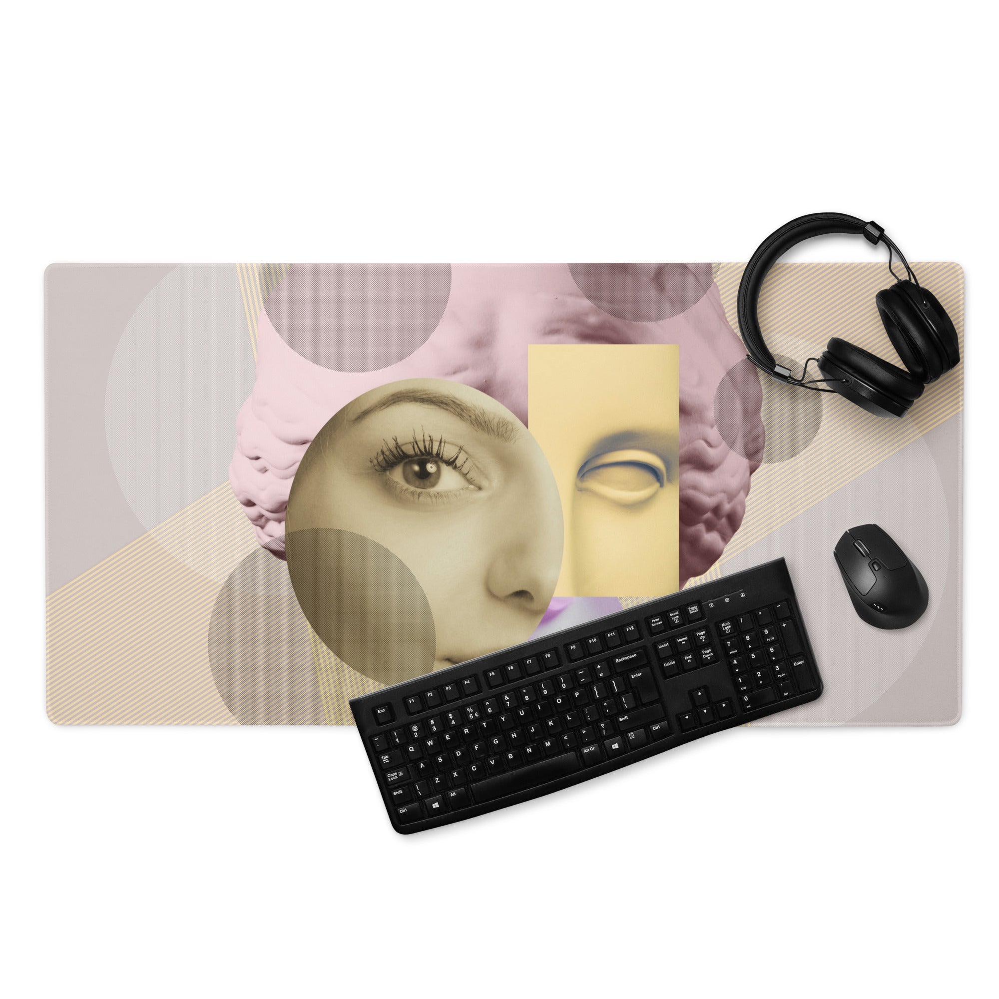 Geometric Pop Art Mouse Pad - Gaming Mouse Pad Pastel Pink Desk Abstract Calm Mood Minimalist Large Desk Mat Non Slip