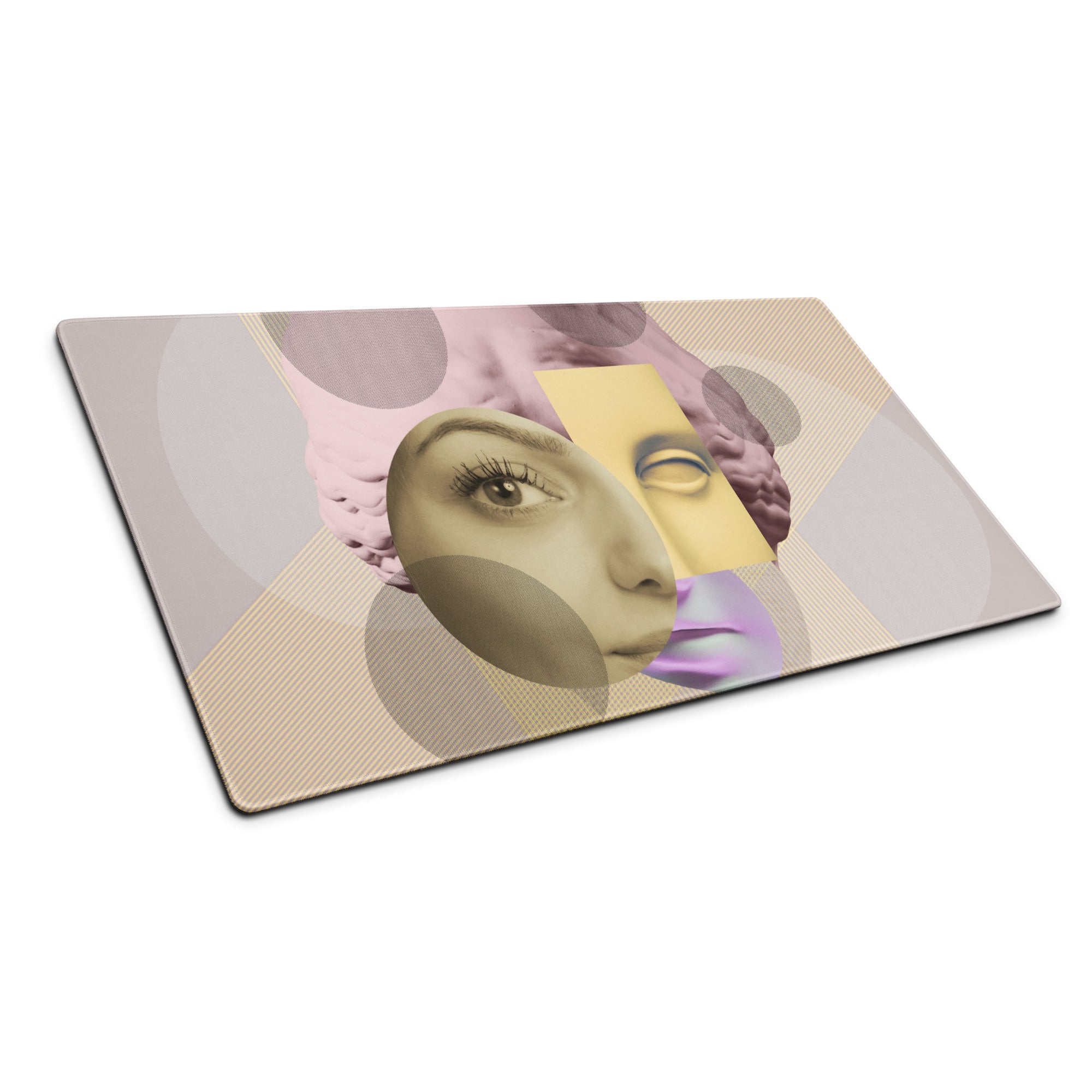 Geometric Pop Art Mouse Pad - Gaming Mouse Pad Pastel Pink Desk Abstract Calm Mood Minimalist Large Desk Mat Non Slip