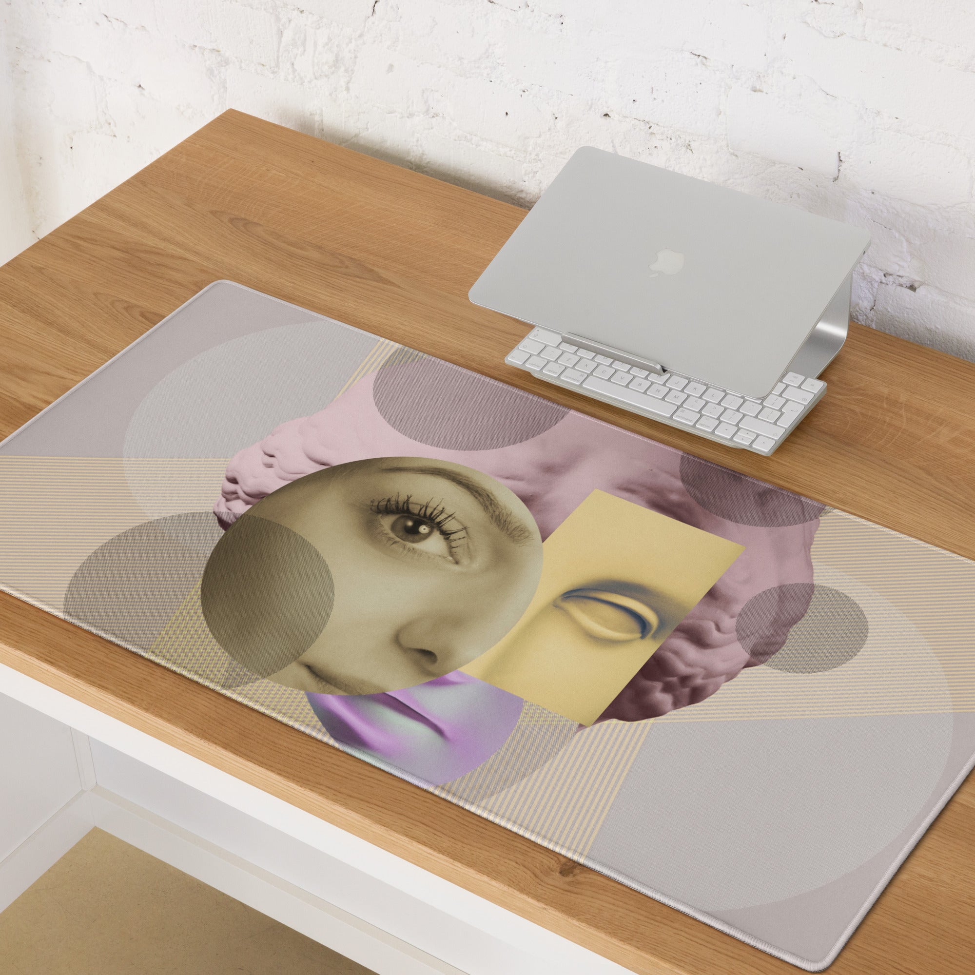 Geometric Pop Art Mouse Pad - Gaming Mouse Pad Pastel Pink Desk Abstract Calm Mood Minimalist Large Desk Mat Non Slip