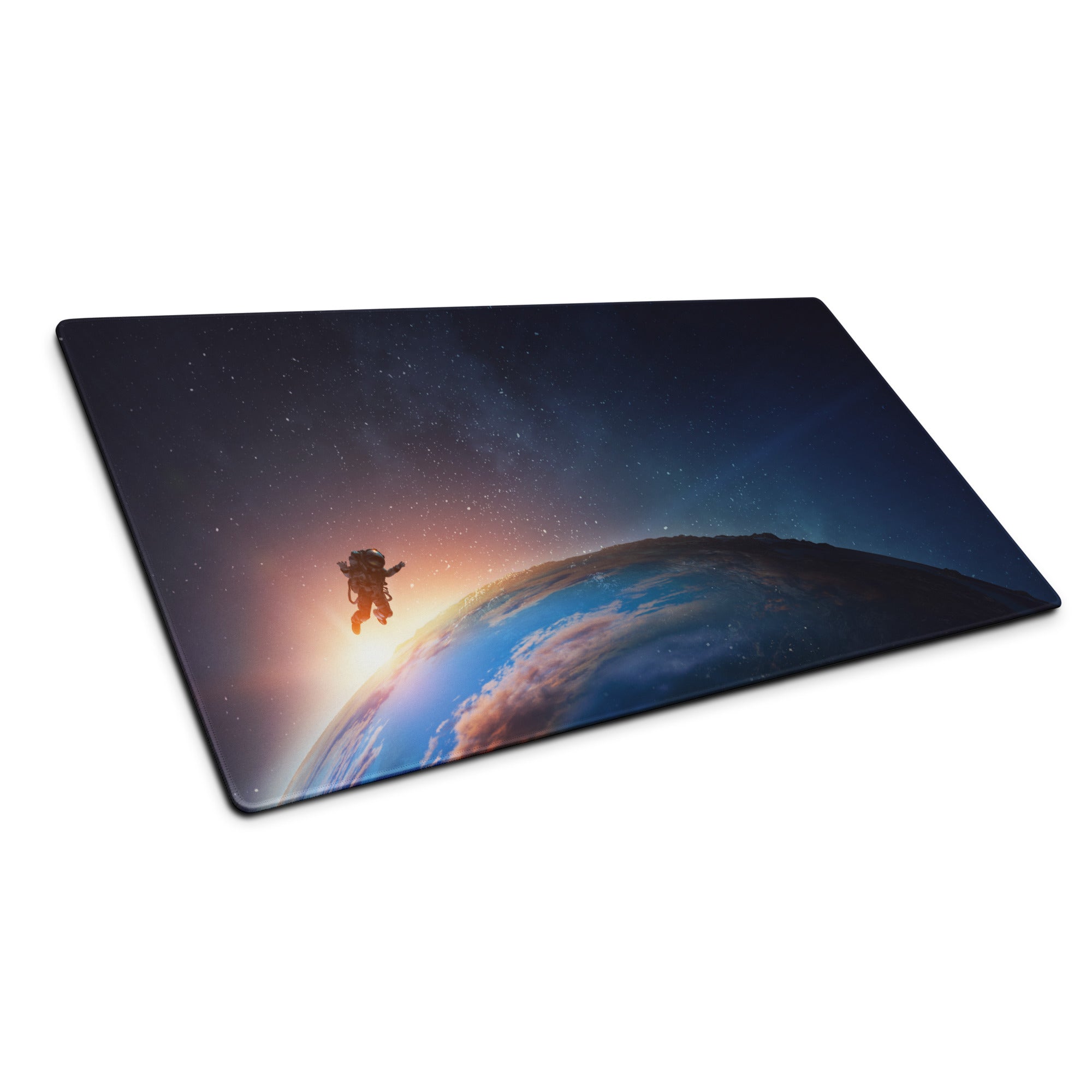 Cosmic Astronaut Desk Pad - Astronaut Space Scene Orange Blue Desk Setup Epic Mood Office Gaming Niche Digital Art