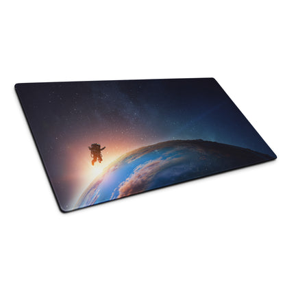 Cosmic Astronaut Desk Pad - Astronaut Space Scene Orange Blue Desk Setup Epic Mood Office Gaming Niche Digital Art