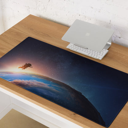 Cosmic Astronaut Desk Pad - Astronaut Space Scene Orange Blue Desk Setup Epic Mood Office Gaming Niche Digital Art