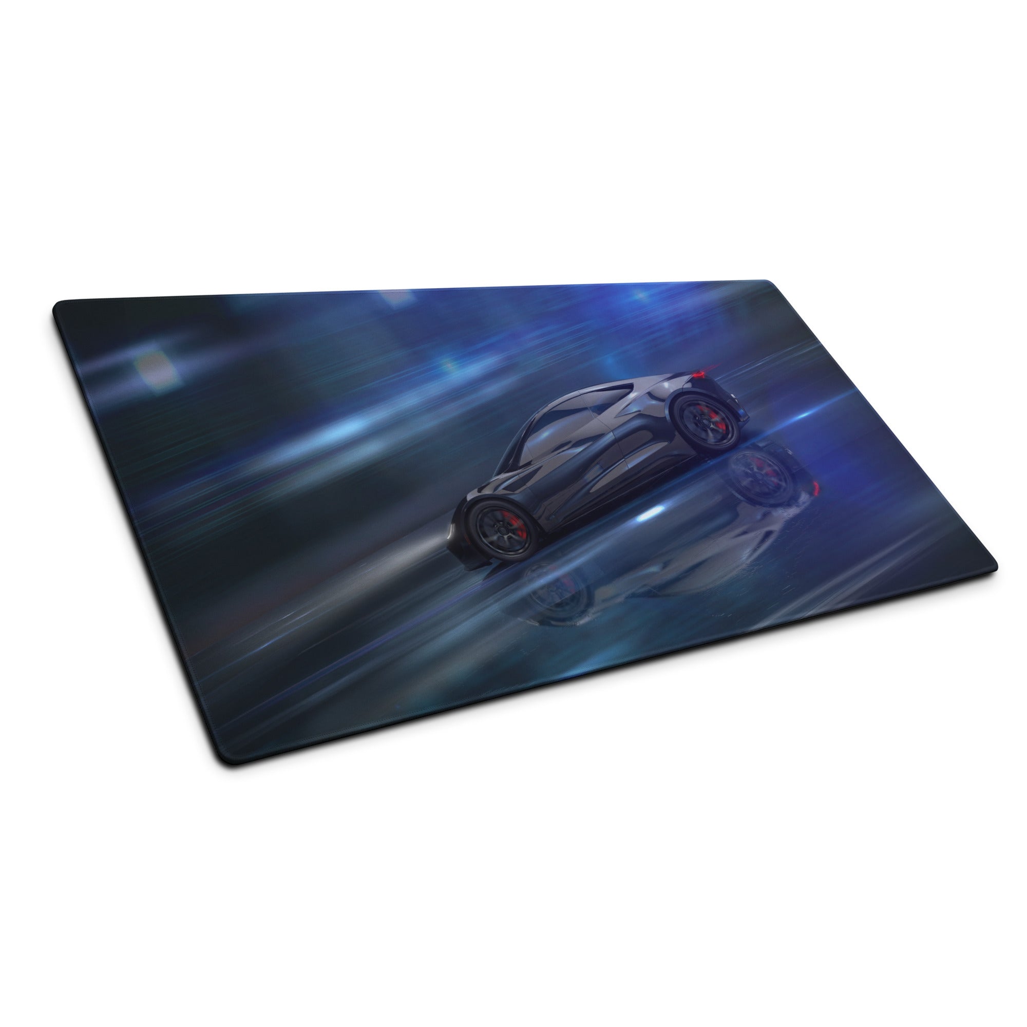 Blue Neon Speed Car Mouse Pad - Gaming Mouse Pad Blue Desk Setup Futuristic Dynamic Mood Tech Modern Esports CGI