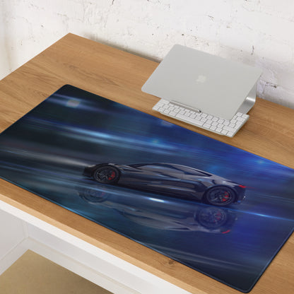 Blue Neon Speed Car Mouse Pad - Gaming Mouse Pad Blue Desk Setup Futuristic Dynamic Mood Tech Modern Esports CGI