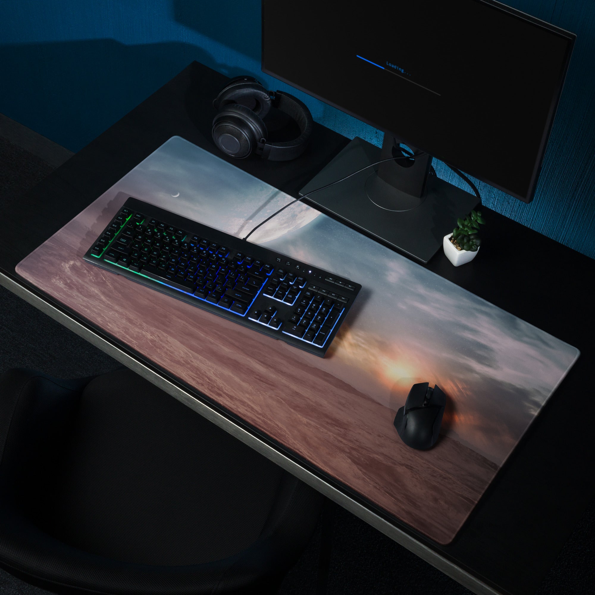 Cosmic Ocean Blue Planet Mouse Pad - Space Blue Desk Mouse Pad For Gaming Epic Cosmic Mood SciFi Decor Large Edge