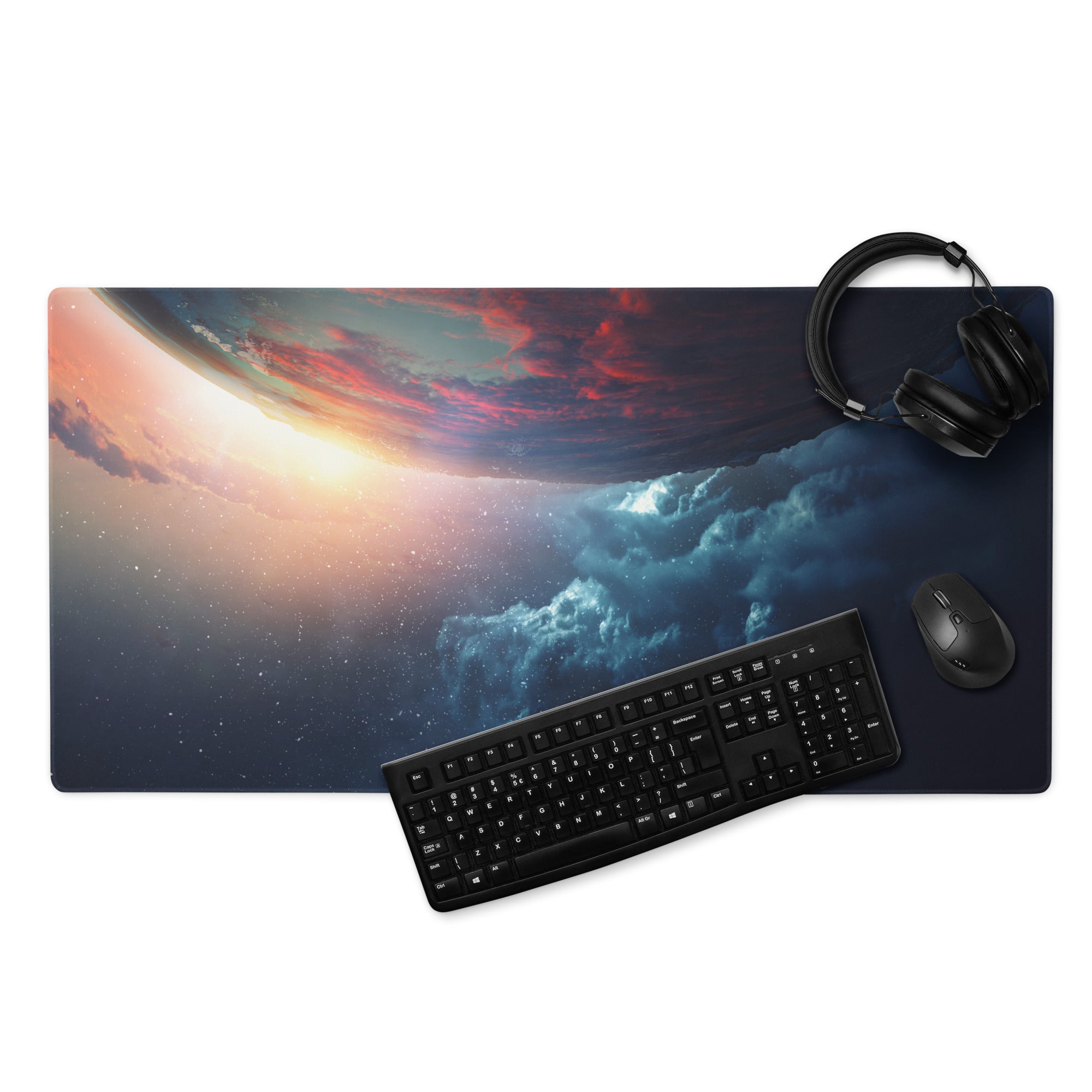 Cosmic Night Gaming Mouse Pad - Gaming Mouse Pad Cosmic Blue Black Desk Modern Immersive Mood Tech Decor Non Slip Printed