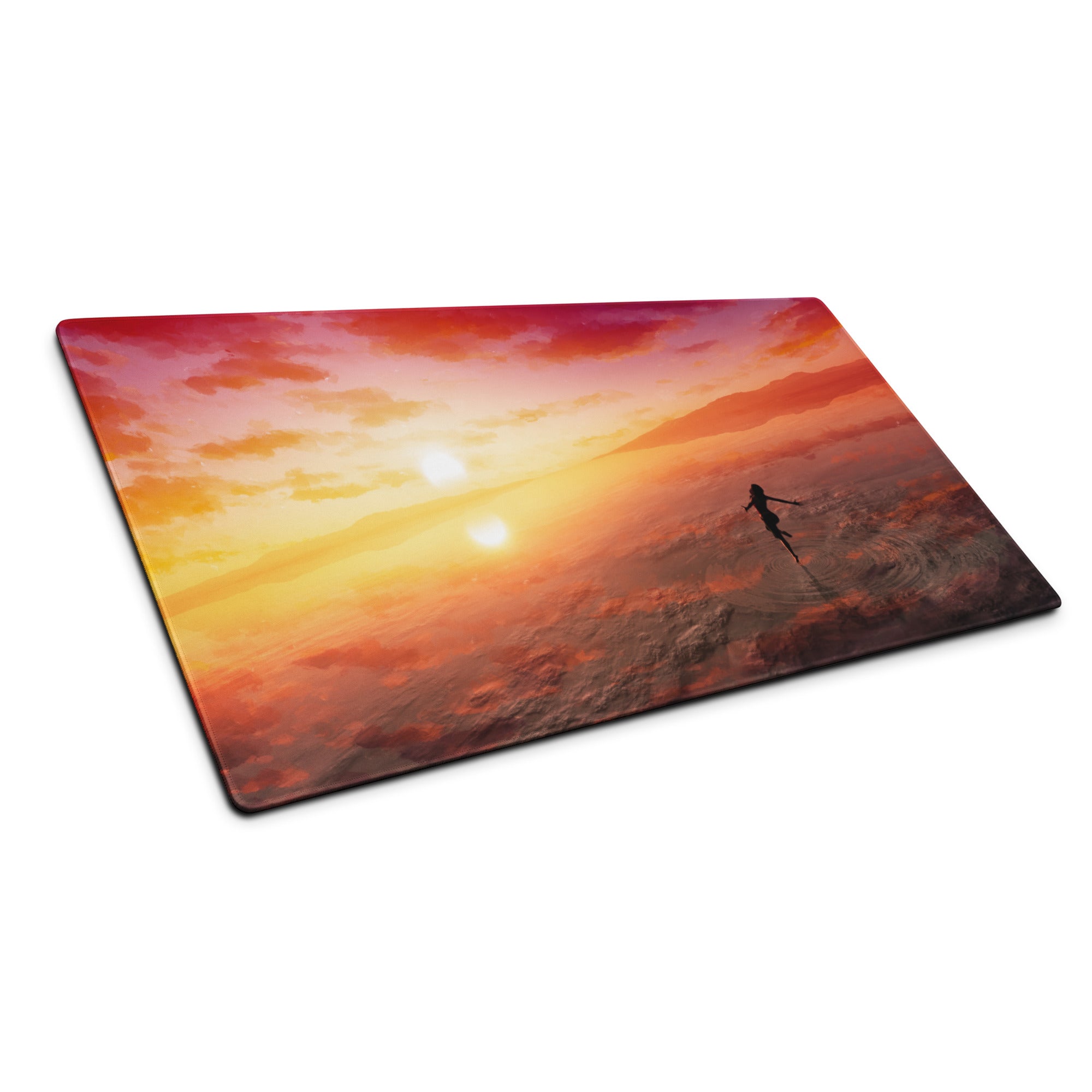 Sunset Beach Gaming Pad - Sunset Beach Scene Orange Pink Desk Setup Cinematic Warm Mood Modern Decor Large Pad Photo