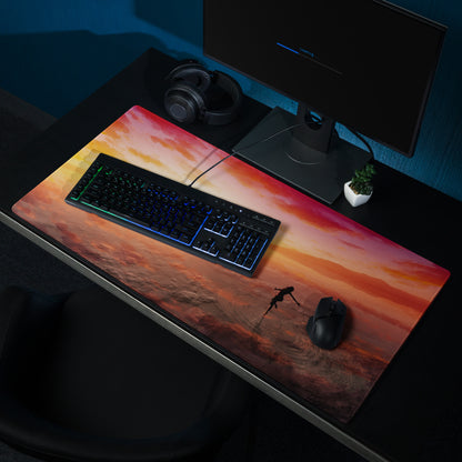 Sunset Beach Gaming Pad - Sunset Beach Scene Orange Pink Desk Setup Cinematic Warm Mood Modern Decor Large Pad Photo