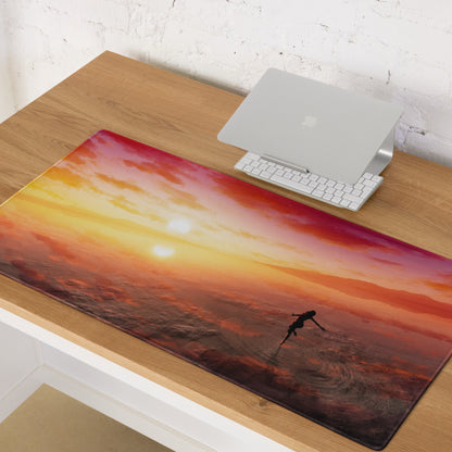 Sunset Beach Gaming Pad - Sunset Beach Scene Orange Pink Desk Setup Cinematic Warm Mood Modern Decor Large Pad Photo