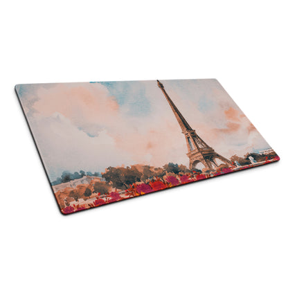 Paris Eiffel Watercolor Mouse Pad - Eiffel Tower Paris Watercolor Desk Mat Pink Blue Romantic Mood Non Slip
