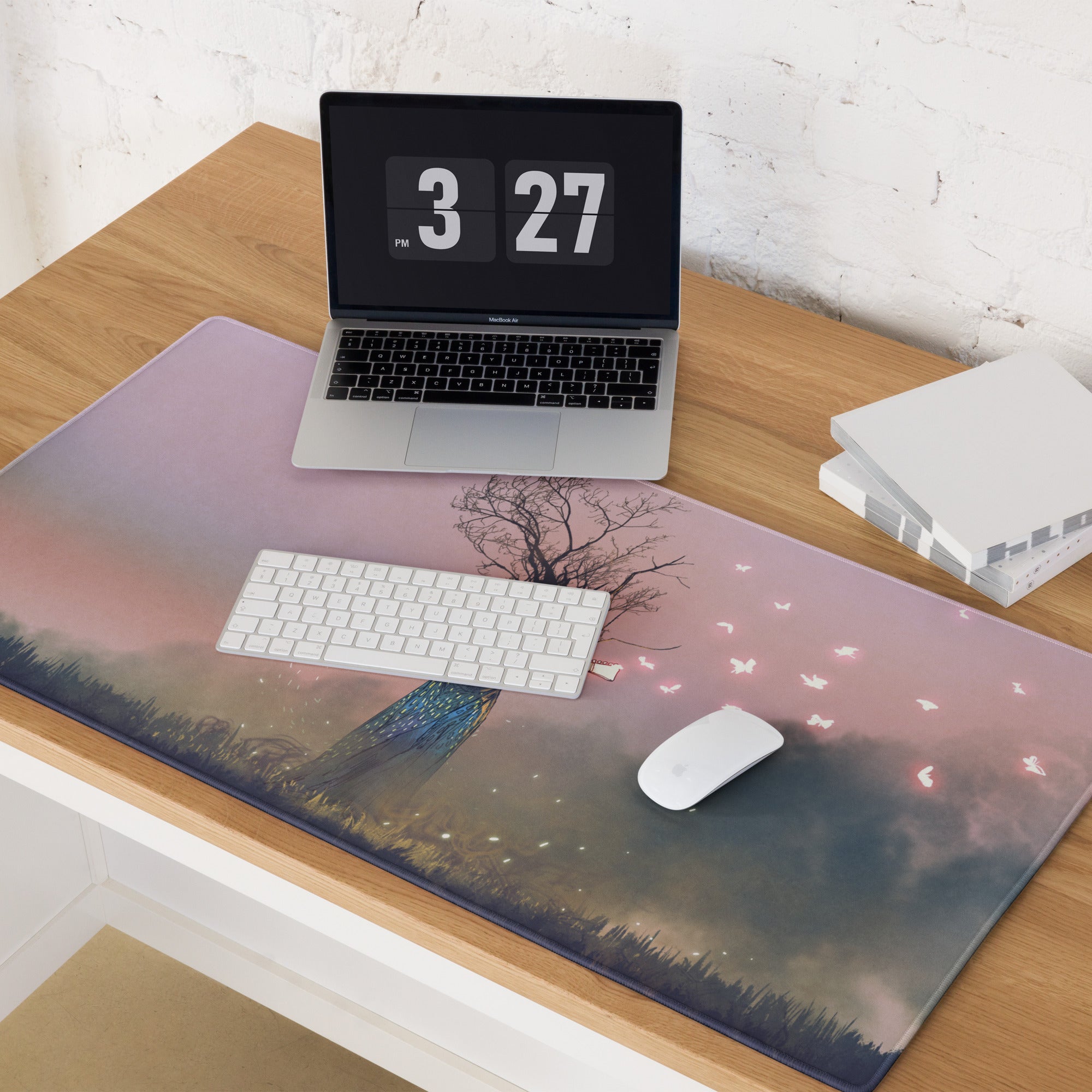 Dreamscape Guitar Tree Mouse Pad - Mouse Pad Large For Gaming Desk Pink Purple Surreal Digital Art Dreamy Mood Decor