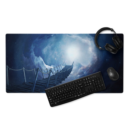 Cosmic Bridge Gaming Mouse Pad - Cosmic Bridge Deep Blue Gaming Desk Cinematic Epic Mood SciFi Modern Space Pad Art