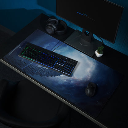 Cosmic Bridge Gaming Mouse Pad - Cosmic Bridge Deep Blue Gaming Desk Cinematic Epic Mood SciFi Modern Space Pad Art