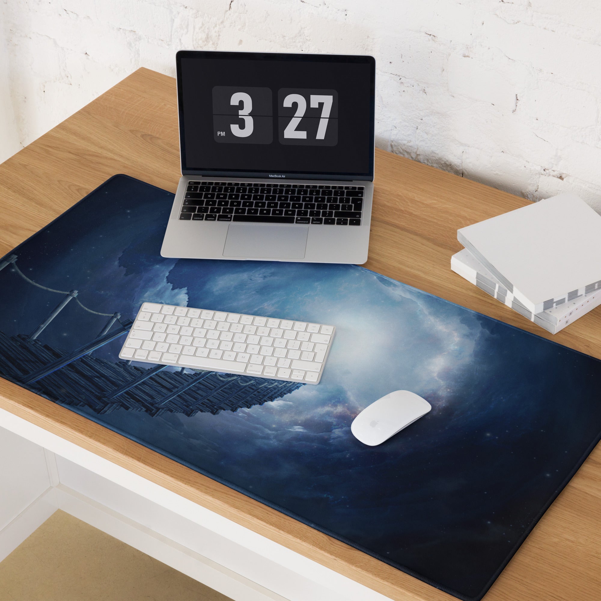 Cosmic Bridge Gaming Mouse Pad - Cosmic Bridge Deep Blue Gaming Desk Cinematic Epic Mood SciFi Modern Space Pad Art