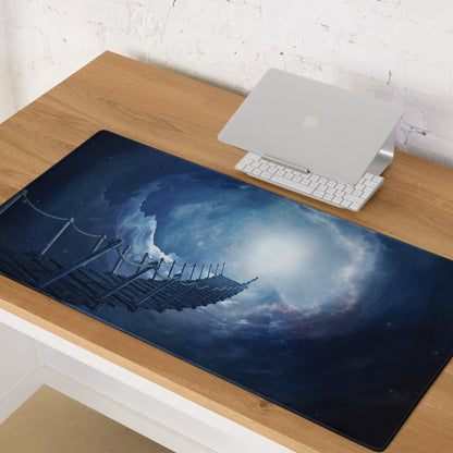 Cosmic Bridge Gaming Mouse Pad - Cosmic Bridge Deep Blue Gaming Desk Cinematic Epic Mood SciFi Modern Space Pad Art