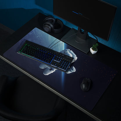Cosmic Space Odyssey Gaming Mouse Pad - Astronaut Space Blue Black Gaming Mat Cinematic Sci Fi Moody Futuristic Space Themed Desk Mat