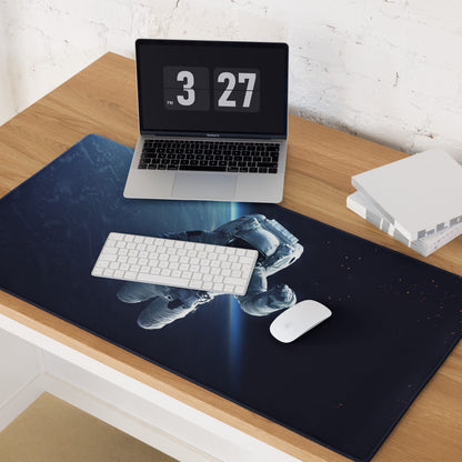 Cosmic Space Odyssey Gaming Mouse Pad - Astronaut Space Blue Black Gaming Mat Cinematic Sci Fi Moody Futuristic Space Themed Desk Mat