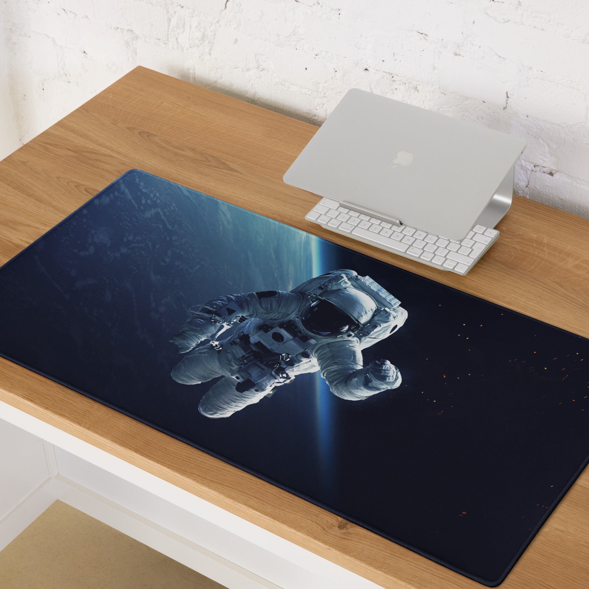Cosmic Space Odyssey Gaming Mouse Pad - Astronaut Space Blue Black Gaming Mat Cinematic Sci Fi Moody Futuristic Space Themed Desk Mat