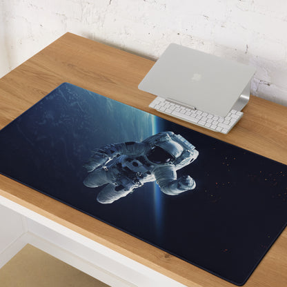 Cosmic Space Odyssey Gaming Mouse Pad - Astronaut Space Blue Black Gaming Mat Cinematic Sci Fi Moody Futuristic Space Themed Desk Mat