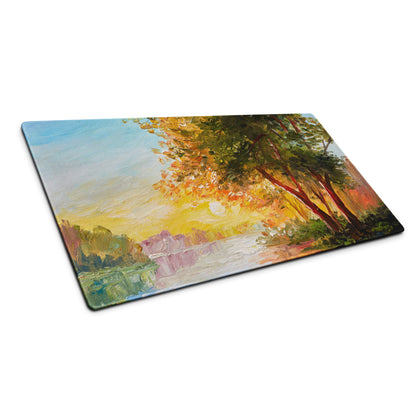 Autumn Landscape Impressionist Mouse Pad - Landscape Art Blue Sunset Desk Gaming Warm Vibrant Modern Decor Oil Painting