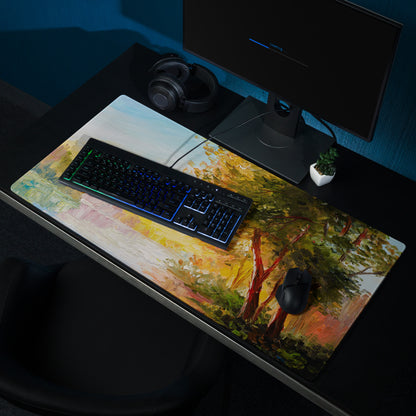 Autumn Landscape Impressionist Mouse Pad - Landscape Art Blue Sunset Desk Gaming Warm Vibrant Modern Decor Oil Painting