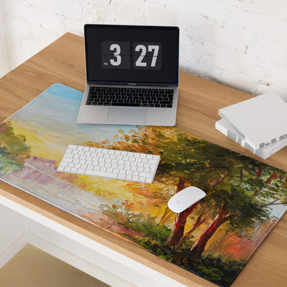Autumn Landscape Impressionist Mouse Pad - Landscape Art Blue Sunset Desk Gaming Warm Vibrant Modern Decor Oil Painting