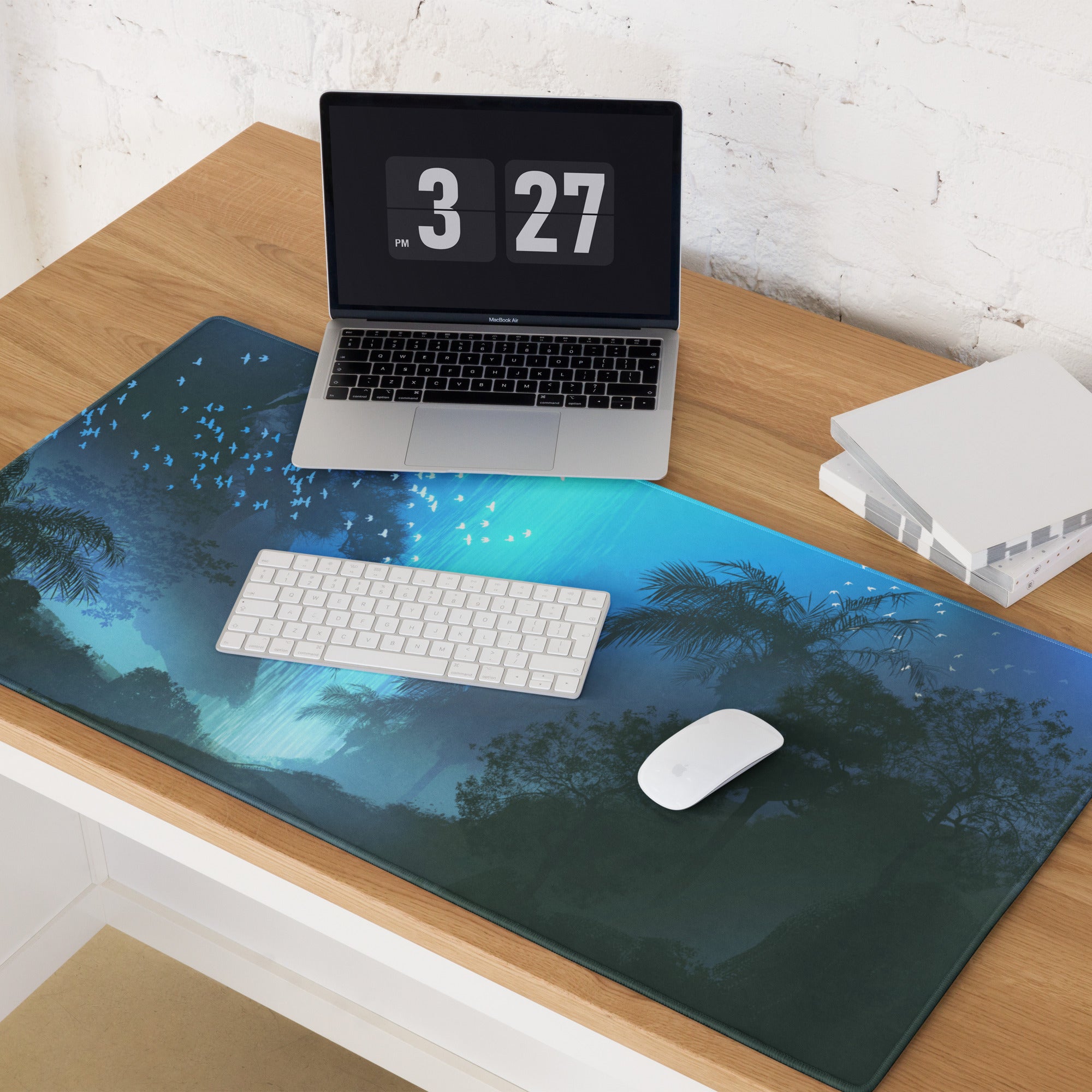 Azure Jungle Gaming Mouse Pad - Gaming Mouse Pad Blue Gradient Desk Setup Modern Calm Mood Minimalist Decor for Gamers