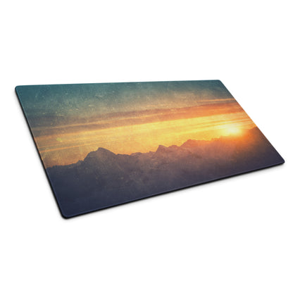 Sunset Mountain Landscape Gaming Pad - Sunset Mountain Landscape, Navy Gradient, Gaming Desk, Photo, Warm Mood