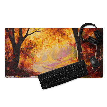 Autumn Ember Abstract Pad - Mouse Pad Autumn Orange Black Desk Office Abstract - Cozy Modern Rustic Gaming Desk Oil