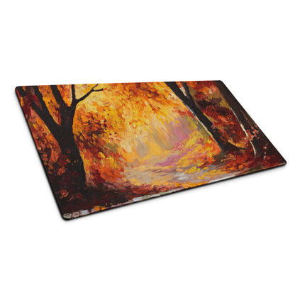 Autumn Ember Abstract Pad - Mouse Pad Autumn Orange Black Desk Office Abstract - Cozy Modern Rustic Gaming Desk Oil