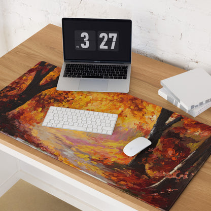 Autumn Ember Abstract Pad - Mouse Pad Autumn Orange Black Desk Office Abstract - Cozy Modern Rustic Gaming Desk Oil