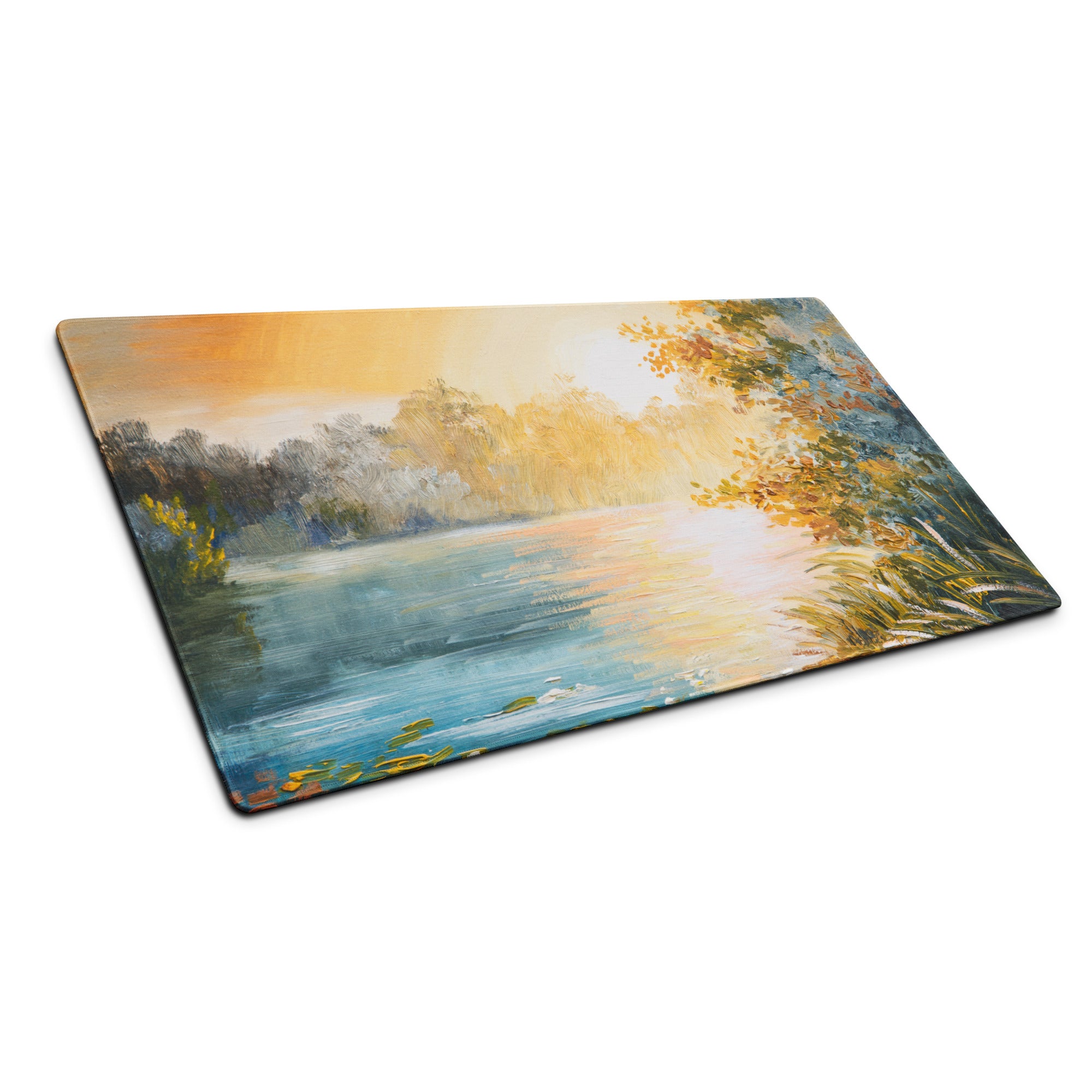 Sunset Landscape Impressionist Mouse Pad - Landscape Sunset Orange Blue Desk | Calm Mood; Modern Desk Decor; Oil Art