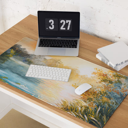 Sunset Landscape Impressionist Mouse Pad - Landscape Sunset Orange Blue Desk | Calm Mood; Modern Desk Decor; Oil Art