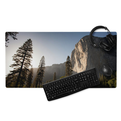 Forest Vista Scenic Mouse Pad - Forest Landscape Green Blue Home Office Minimalist Calm Mood, Nature Decor, Desk Mat