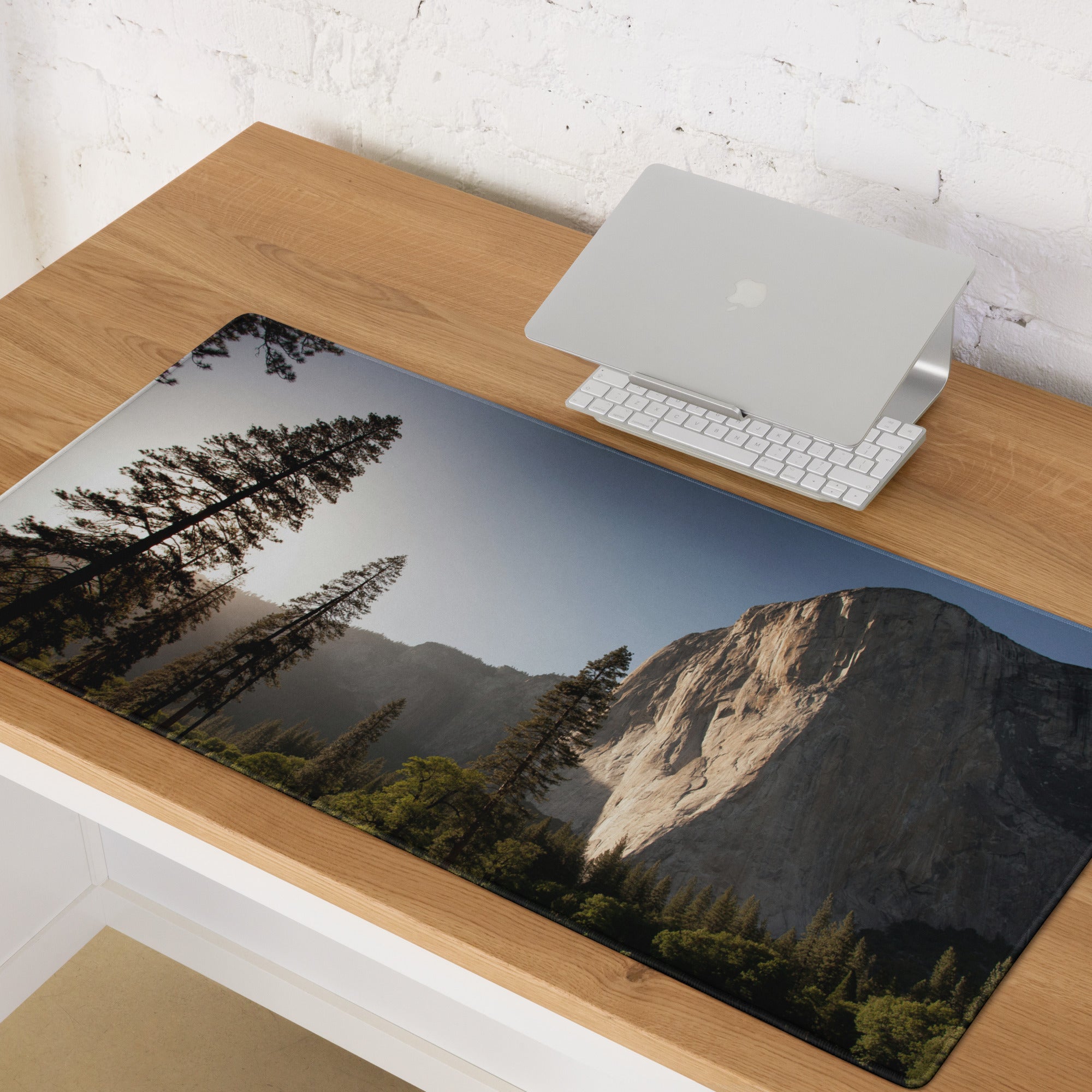 Forest Vista Scenic Mouse Pad - Forest Landscape Green Blue Home Office Minimalist Calm Mood, Nature Decor, Desk Mat