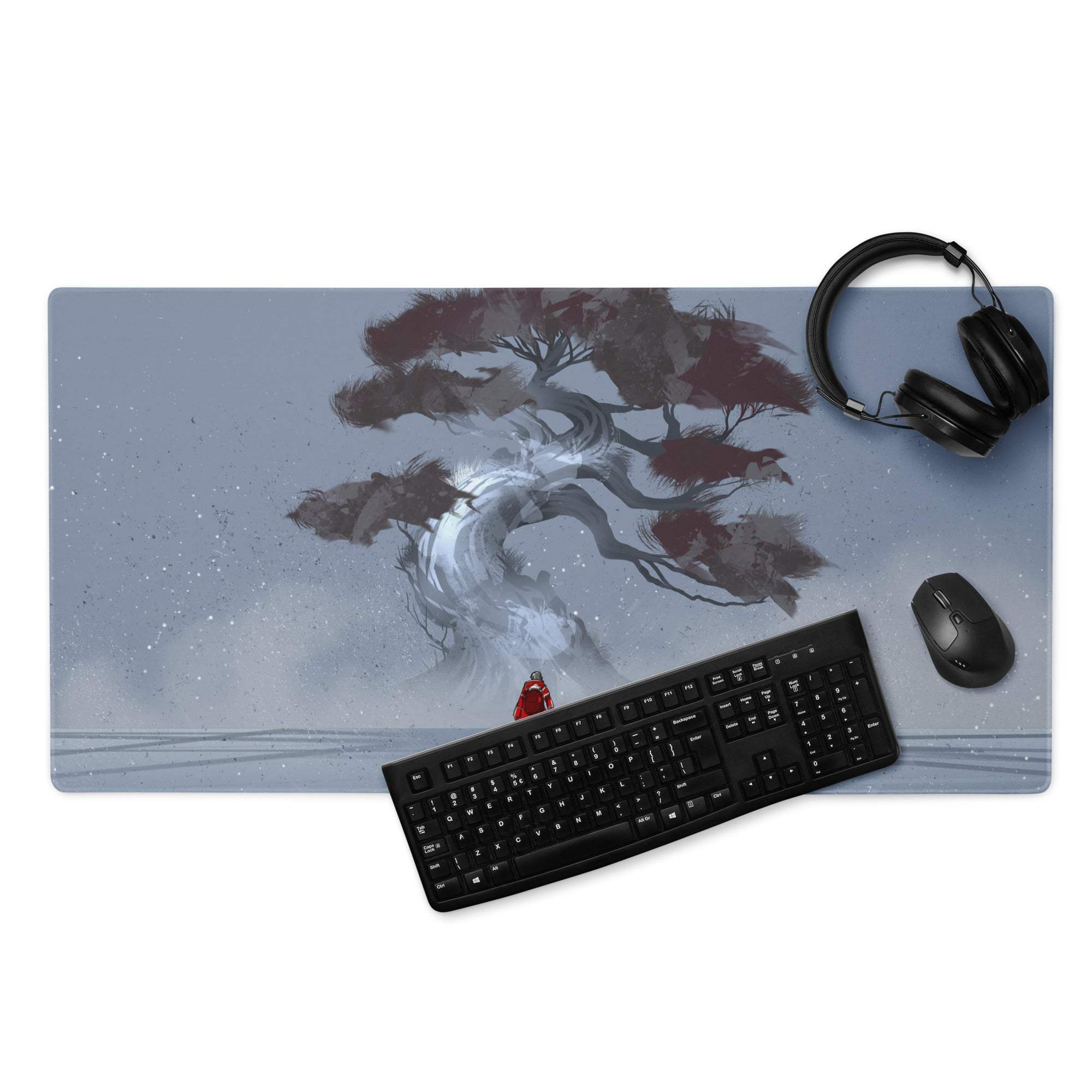 Stormbound Forest Gaming Mouse Pad - Tree Scene Blue Gray Mat Gaming Illustration Atmospheric Mood Desk Decor