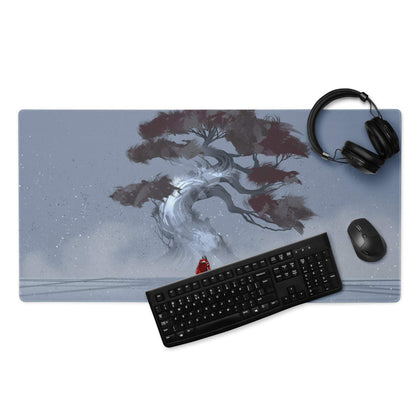 Stormbound Forest Gaming Mouse Pad - Tree Scene Blue Gray Mat Gaming Illustration Atmospheric Mood Desk Decor