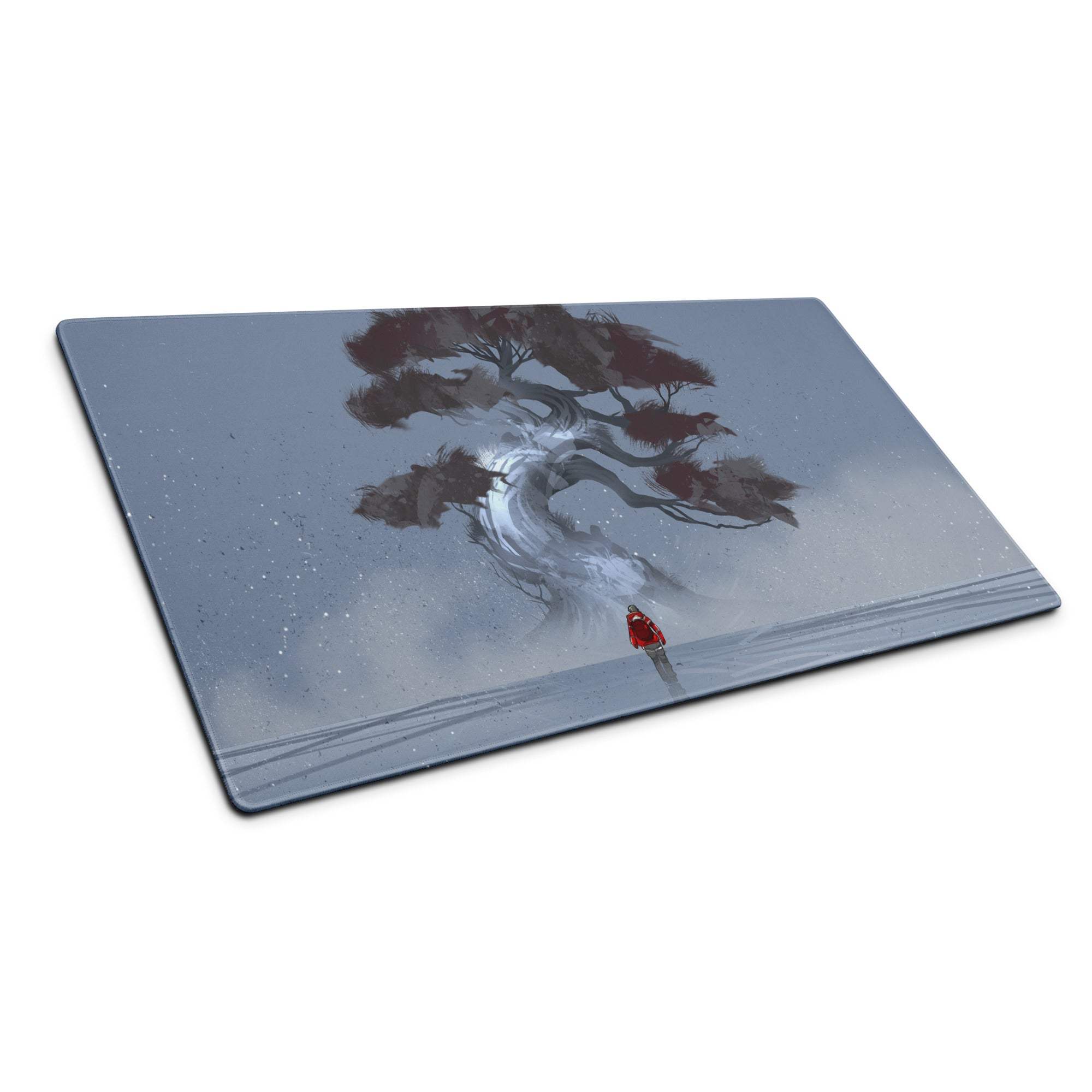 Stormbound Forest Gaming Mouse Pad - Tree Scene Blue Gray Mat Gaming Illustration Atmospheric Mood Desk Decor