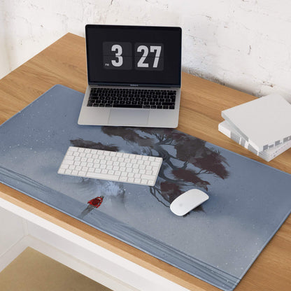 Stormbound Forest Gaming Mouse Pad - Tree Scene Blue Gray Mat Gaming Illustration Atmospheric Mood Desk Decor