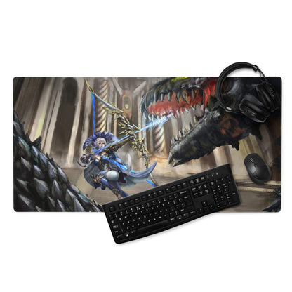 Epic Dragon Battle Gaming Mouse Pad - Dragon Fantasy Blue Black Desk Pad Intense Mood Dark Fantasy Decor Gaming Digital