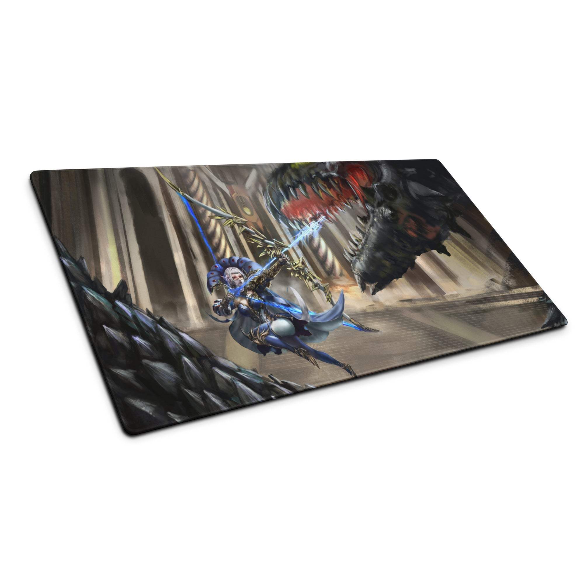 Epic Dragon Battle Gaming Mouse Pad - Dragon Fantasy Blue Black Desk Pad Intense Mood Dark Fantasy Decor Gaming Digital