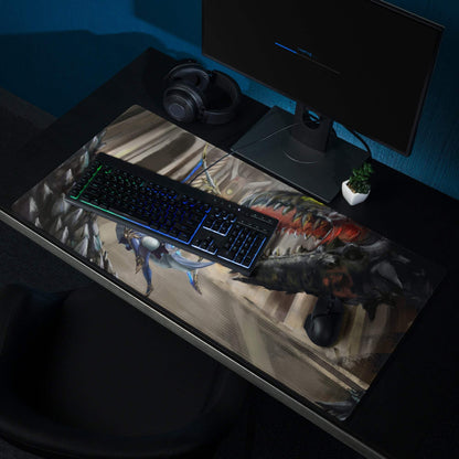Epic Dragon Battle Gaming Mouse Pad - Dragon Fantasy Blue Black Desk Pad Intense Mood Dark Fantasy Decor Gaming Digital